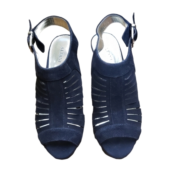 Alfani Primere Slingback Heel Sandals Black Suede Cage Heels Size 5.5 - Picture 4 of 12